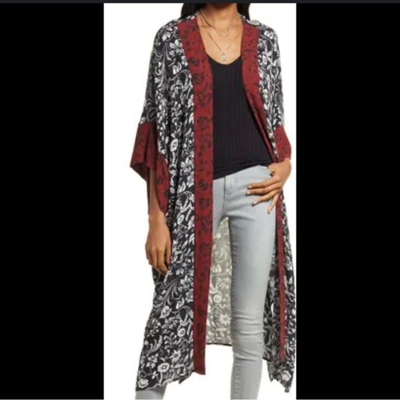 Treasure & Bond Other - Treasure & Bond Nordstrom Border Print Duster Open Front Cardigan, One Size